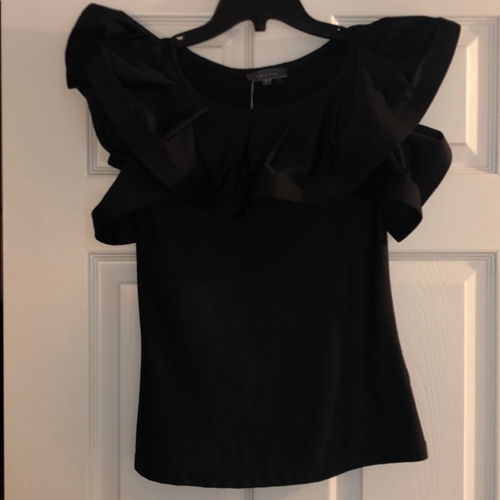 Black off the shoulder ruffle top